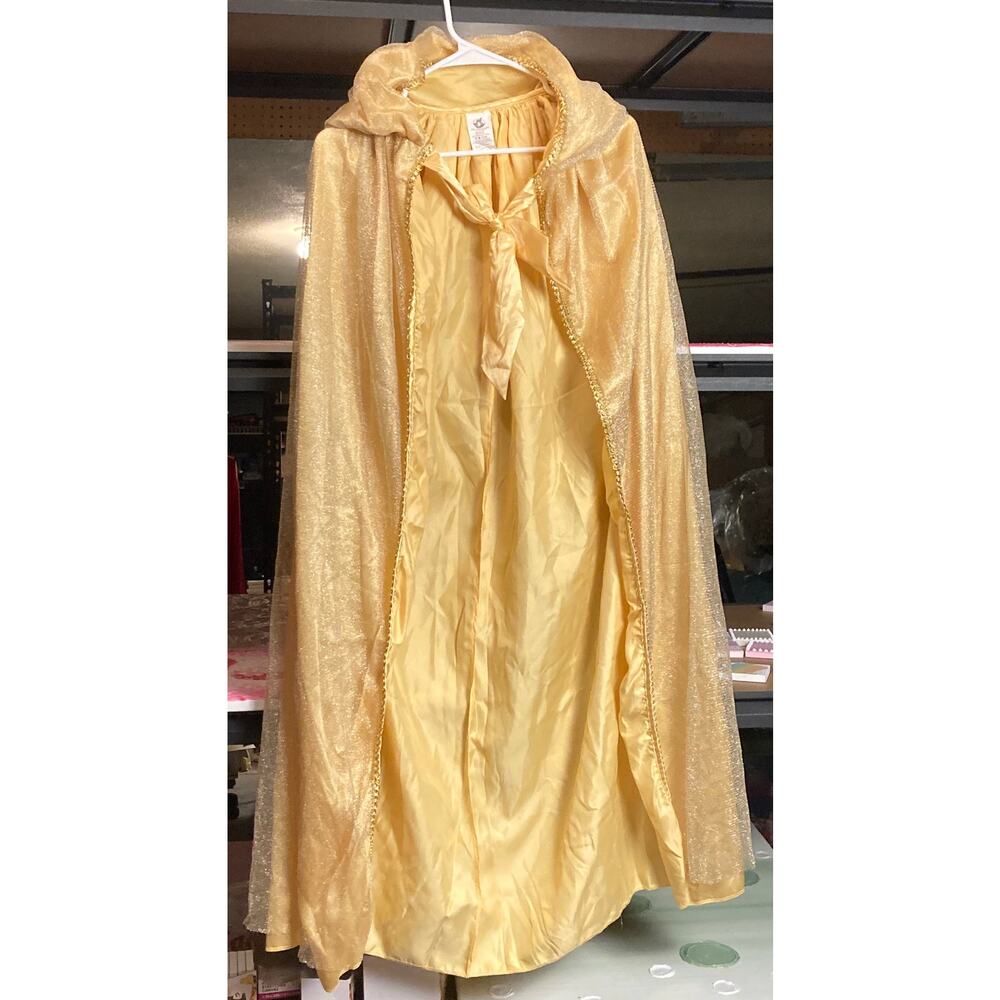 ONS spirit halloween costume princess gold sparkly cape hood tie
